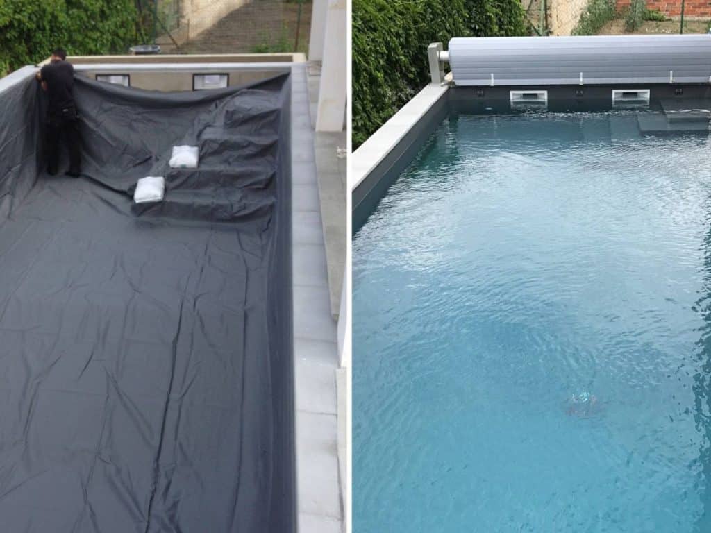 Changement de liner de piscine avant/après